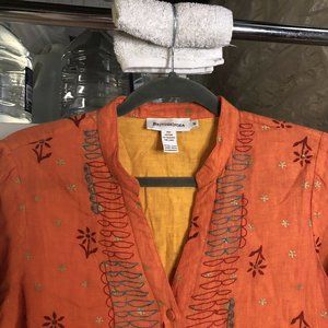 British India Woman Blouse 5 Orange Cotton Floral
